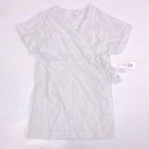 Hudson North 1X Dress Wrap White pinstripes short sleeve Excellent Condition NEW